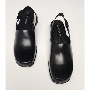 Trotters  Women's Vintage Black Leather Slingback Flat Sandal Shoes Size 6.5M